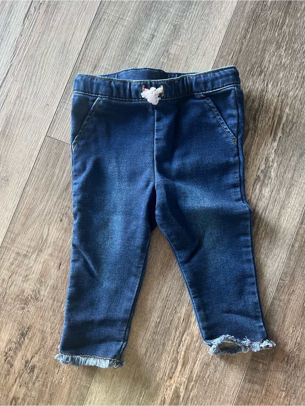 Cat & Jack Dark Blue Jeggings with Frayed Cuffs